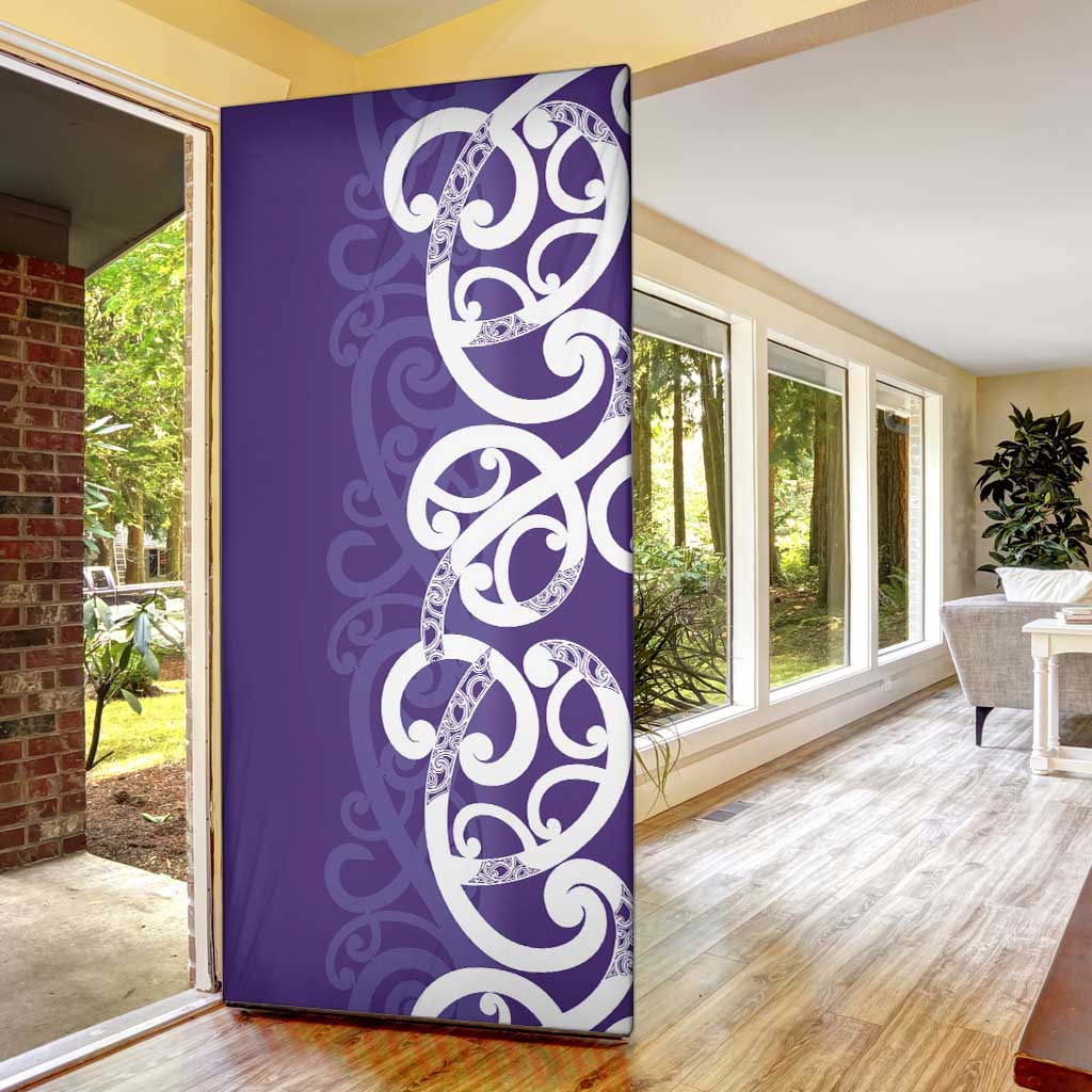 Violet Green Maori Door Cover Koru Kowhaiwhai - Aussie Hoodie