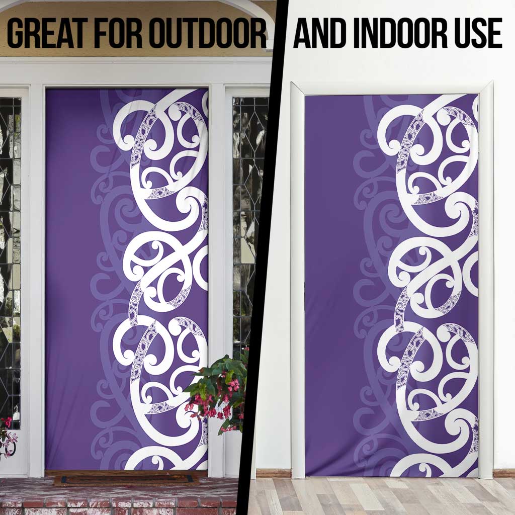 Violet Green Maori Door Cover Koru Kowhaiwhai - Aussie Hoodie