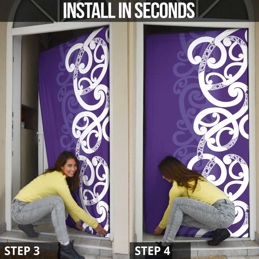 Violet Green Maori Door Cover Koru Kowhaiwhai - Aussie Hoodie