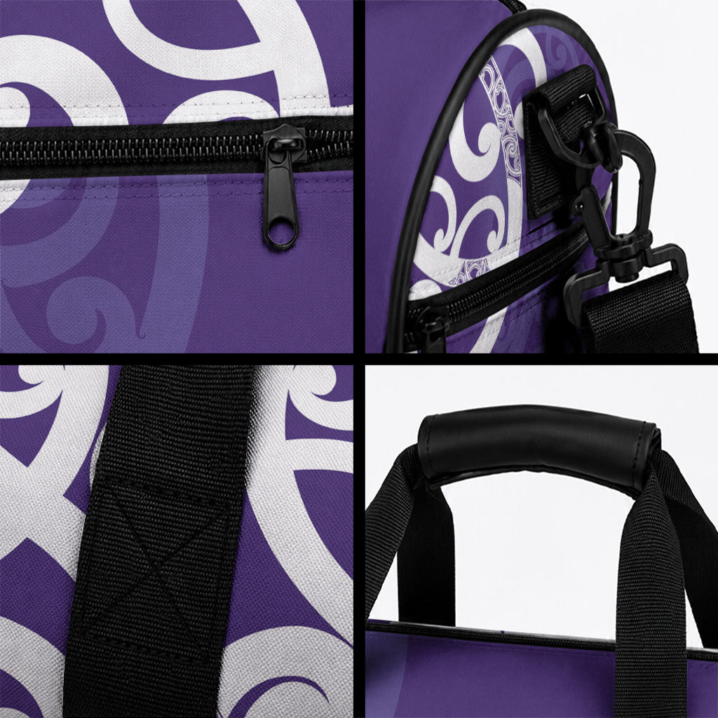 Violet Green Maori Duffle Bag Koru Kowhaiwhai