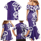 Violet Green Maori Family Matching Mermaid Dress and Hawaiian Shirt Koru Kowhaiwhai - Aussie Hoodie