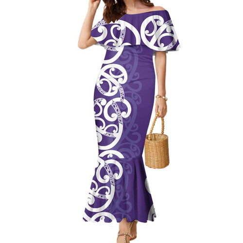 Violet Green Maori Family Matching Mermaid Dress and Hawaiian Shirt Koru Kowhaiwhai - Aussie Hoodie