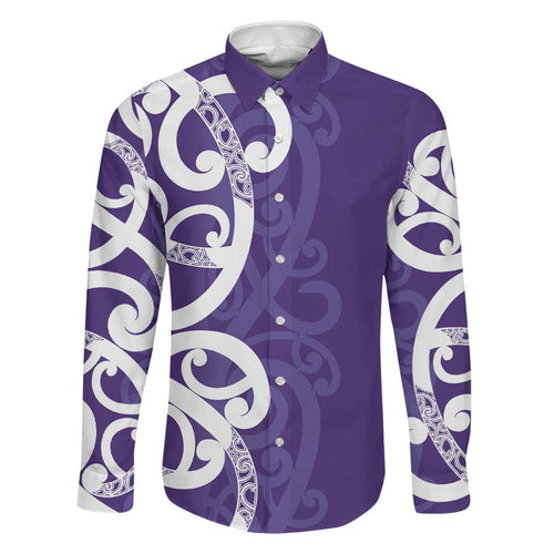 Violet Green Maori Family Matching Off The Shoulder Long Sleeve Dress and Hawaiian Shirt Koru Kowhaiwhai - Aussie Hoodie