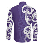 Violet Green Maori Family Matching Off The Shoulder Long Sleeve Dress and Hawaiian Shirt Koru Kowhaiwhai - Aussie Hoodie
