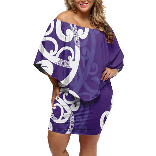 Violet Green Maori Family Matching Off Shoulder Short Dress and Hawaiian Shirt Koru Kowhaiwhai - Aussie Hoodie