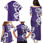 Violet Green Maori Family Matching Puletasi and Hawaiian Shirt Koru Kowhaiwhai - Aussie Hoodie