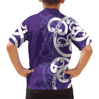 Violet Green Maori Family Matching Summer Maxi Dress and Hawaiian Shirt Koru Kowhaiwhai - Aussie Hoodie