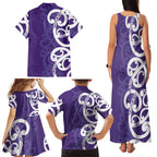 Violet Green Maori Family Matching Tank Maxi Dress and Hawaiian Shirt Koru Kowhaiwhai - Aussie Hoodie