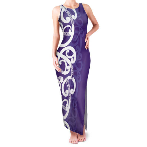 Violet Green Maori Family Matching Tank Maxi Dress and Hawaiian Shirt Koru Kowhaiwhai - Aussie Hoodie