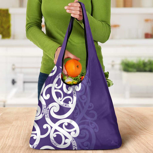 Violet Green Maori Grocery Bag Koru Kowhaiwhai - Aussie Hoodie