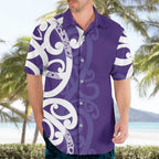 Violet Green Maori Hawaiian Shirt Koru Kowhaiwhai - Aussie Hoodie