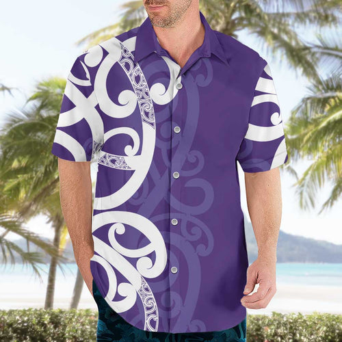 Violet Green Maori Hawaiian Shirt Koru Kowhaiwhai - Aussie Hoodie