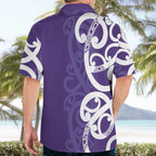 Violet Green Maori Hawaiian Shirt Koru Kowhaiwhai - Aussie Hoodie