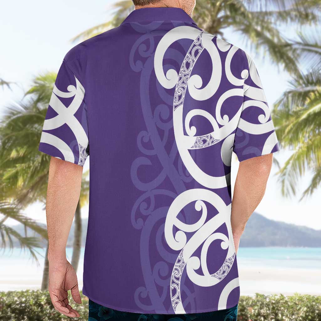 Violet Green Maori Hawaiian Shirt Koru Kowhaiwhai - Aussie Hoodie