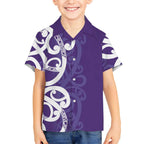 Violet Green Maori Hawaiian Shirt Koru Kowhaiwhai - Aussie Hoodie