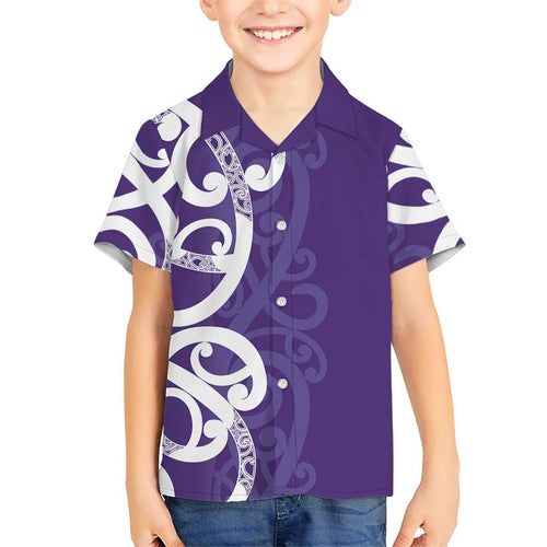 Violet Green Maori Hawaiian Shirt Koru Kowhaiwhai - Aussie Hoodie