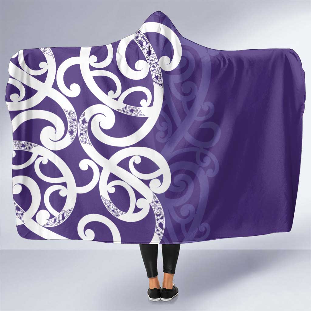 Violet Green Maori Hooded Blanket Koru Kowhaiwhai - Aussie Hoodie