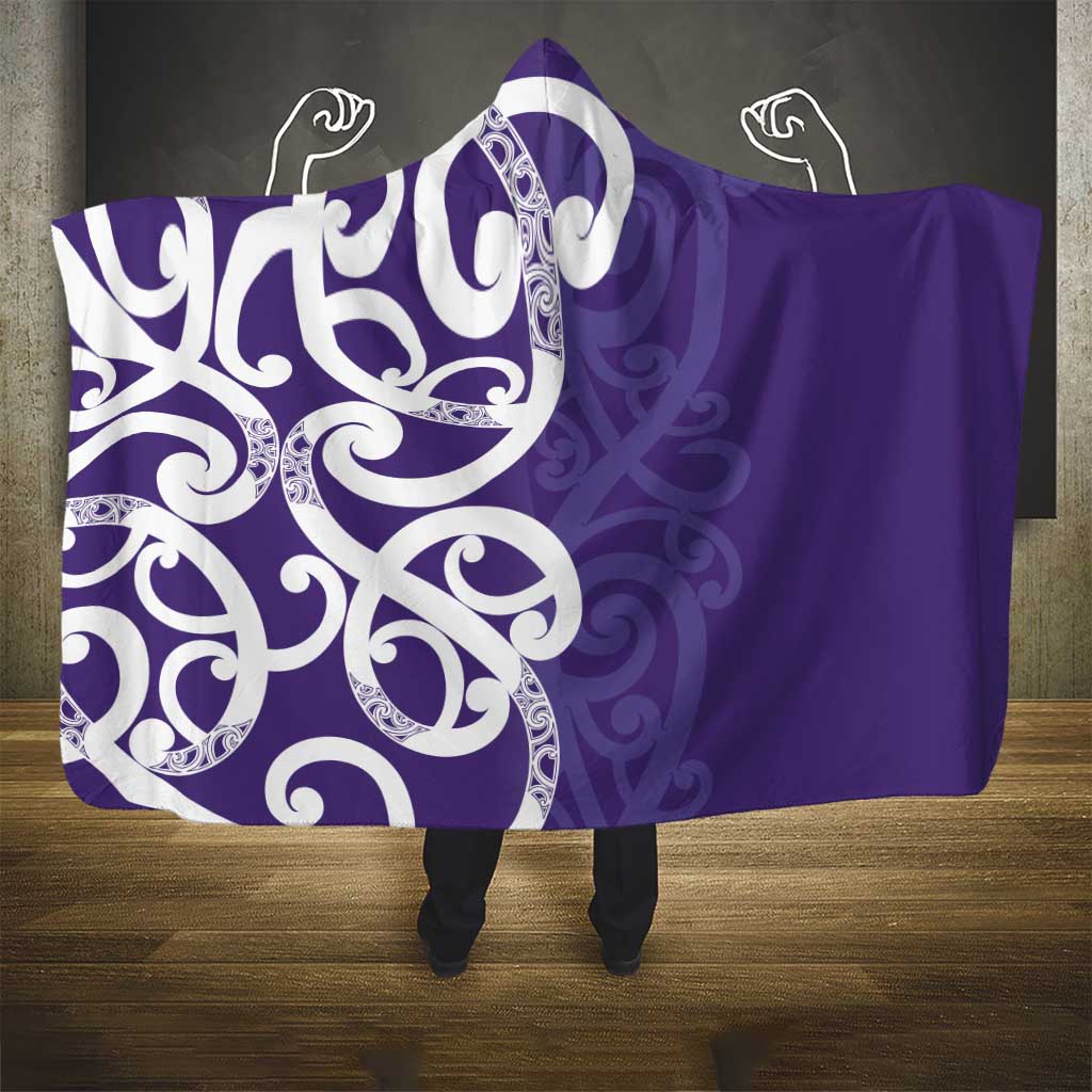 Violet Green Maori Hooded Blanket Koru Kowhaiwhai - Aussie Hoodie