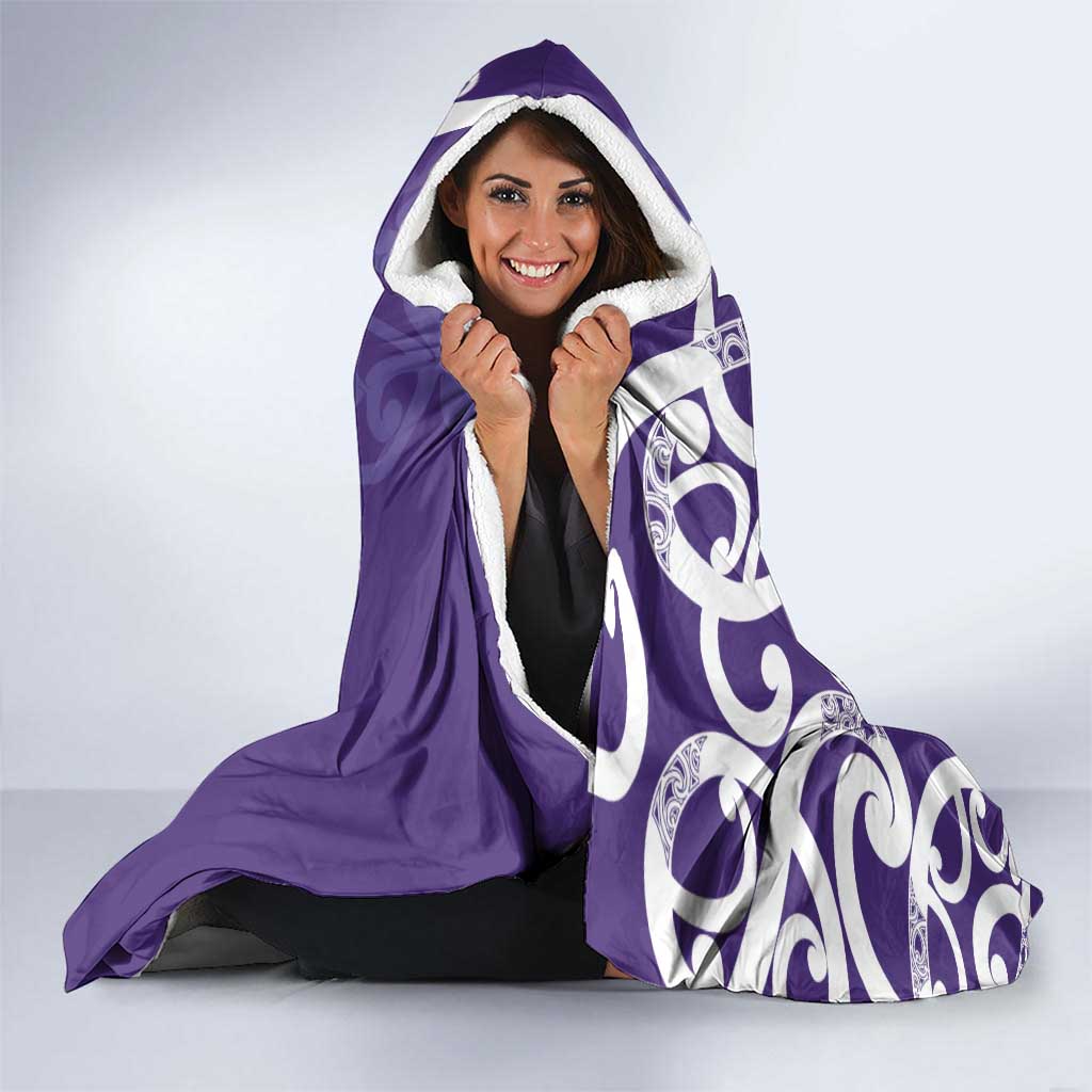 Violet Green Maori Hooded Blanket Koru Kowhaiwhai - Aussie Hoodie