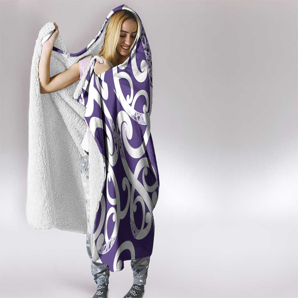 Violet Green Maori Hooded Blanket Koru Kowhaiwhai - Aussie Hoodie