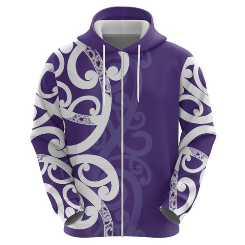 Violet Green Maori Hoodie Koru Kowhaiwhai - Aussie Hoodie