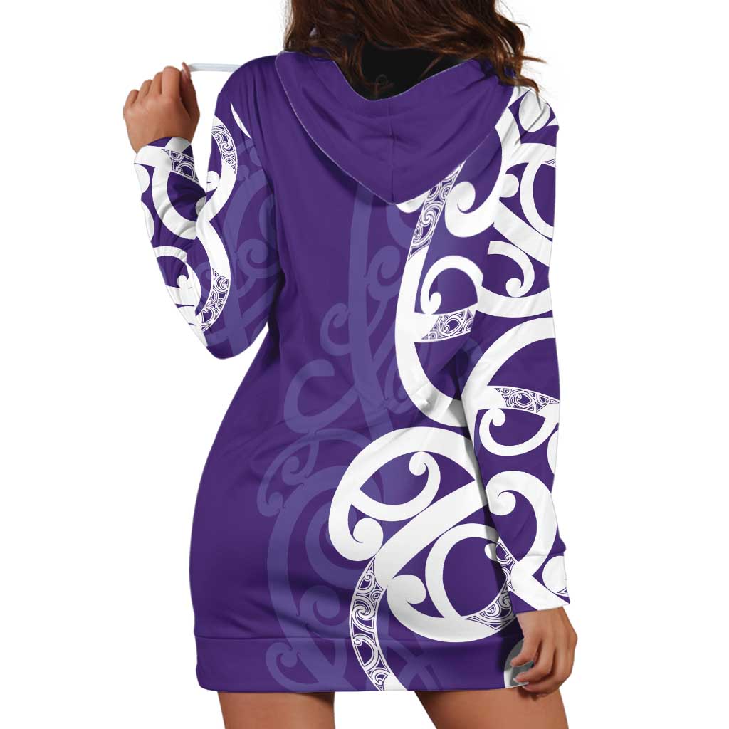 Violet Green Maori Hoodie Dress Koru Kowhaiwhai - Aussie Hoodie