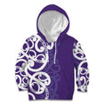 Violet Green Maori Kid Hoodie Koru Kowhaiwhai - Aussie Hoodie