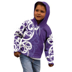 Violet Green Maori Kid Hoodie Koru Kowhaiwhai - Aussie Hoodie