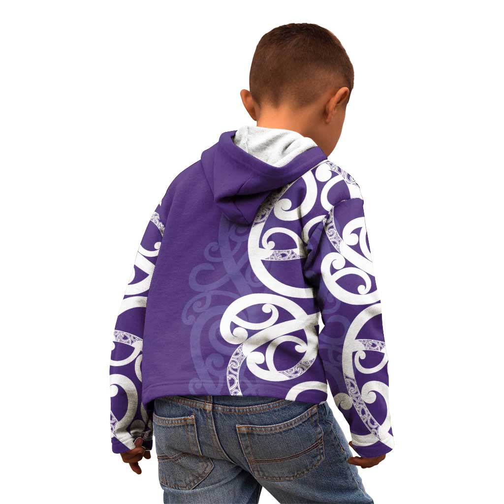 Violet Green Maori Kid Hoodie Koru Kowhaiwhai - Aussie Hoodie
