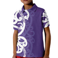 Violet Green Maori Kid Polo Shirt Koru Kowhaiwhai - Aussie Hoodie