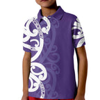 Violet Green Maori Kid Polo Shirt Koru Kowhaiwhai - Aussie Hoodie