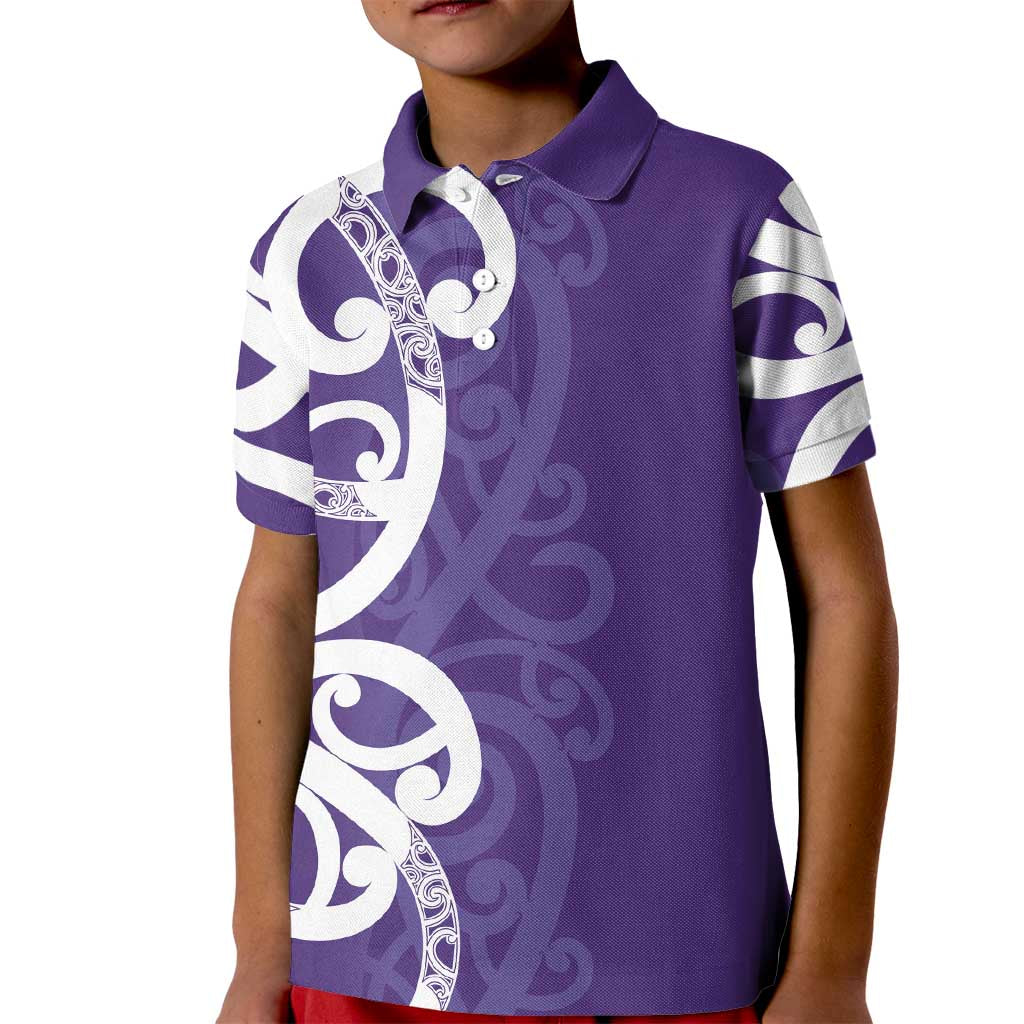Violet Green Maori Kid Polo Shirt Koru Kowhaiwhai - Aussie Hoodie