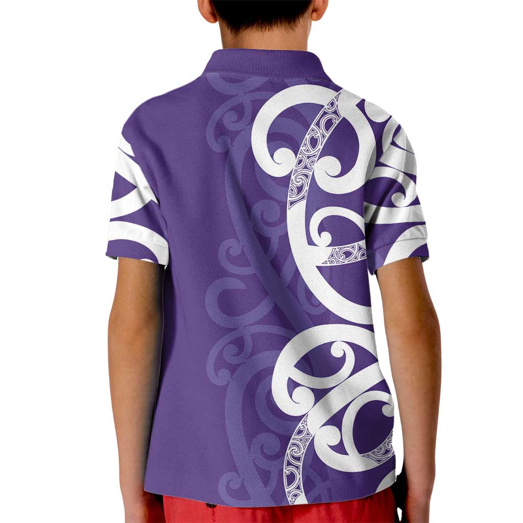 Violet Green Maori Kid Polo Shirt Koru Kowhaiwhai - Aussie Hoodie