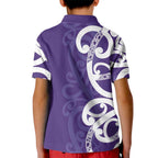 Violet Green Maori Kid Polo Shirt Koru Kowhaiwhai - Aussie Hoodie