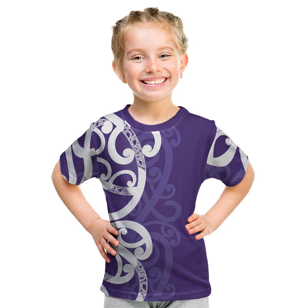Violet Green Maori Kid T Shirt Koru Kowhaiwhai - Aussie Hoodie