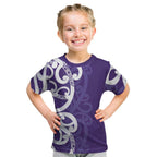 Violet Green Maori Kid T Shirt Koru Kowhaiwhai - Aussie Hoodie