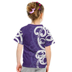 Violet Green Maori Kid T Shirt Koru Kowhaiwhai - Aussie Hoodie