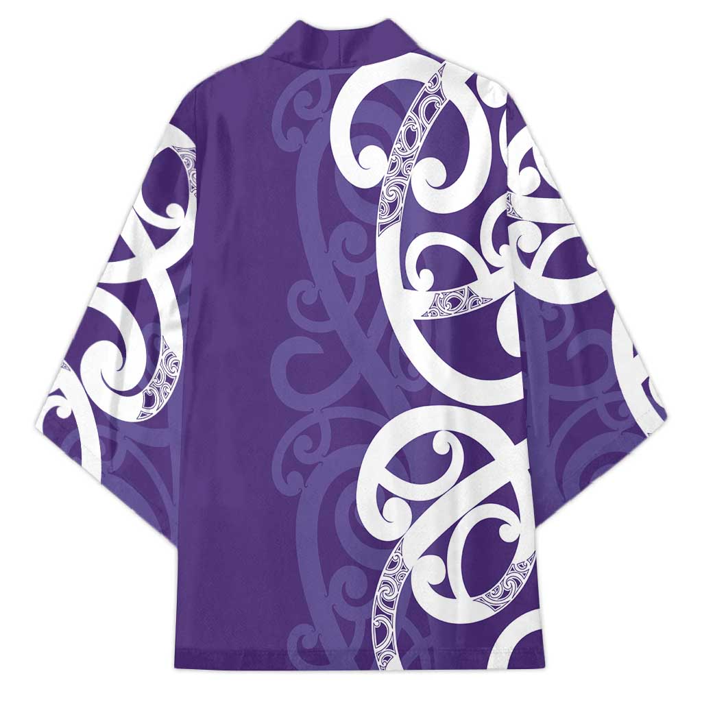 Violet Green Maori Kimono Koru Kowhaiwhai - Aussie Hoodie