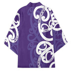 Violet Green Maori Kimono Koru Kowhaiwhai - Aussie Hoodie