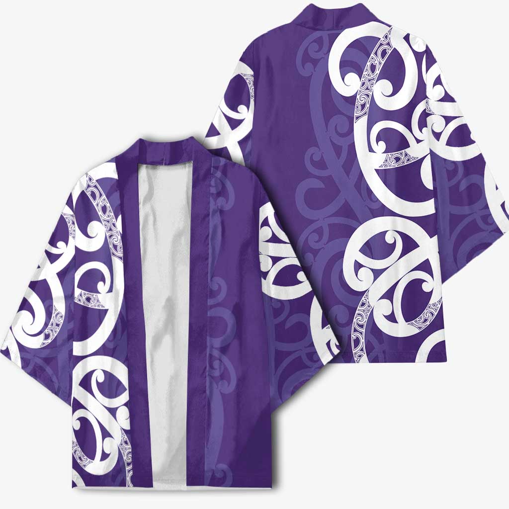 Violet Green Maori Kimono Koru Kowhaiwhai - Aussie Hoodie