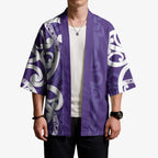 Violet Green Maori Kimono Koru Kowhaiwhai - Aussie Hoodie