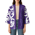 Violet Green Maori Kimono Koru Kowhaiwhai - Aussie Hoodie