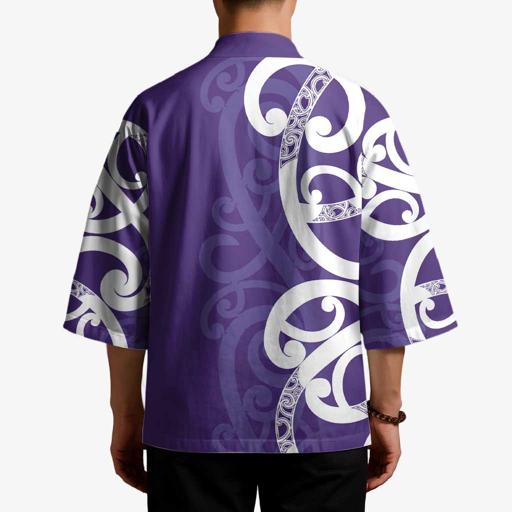 Violet Green Maori Kimono Koru Kowhaiwhai - Aussie Hoodie