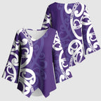 Violet Green Maori Kimono Sleeve Blouse Koru Kowhaiwhai - Aussie Hoodie