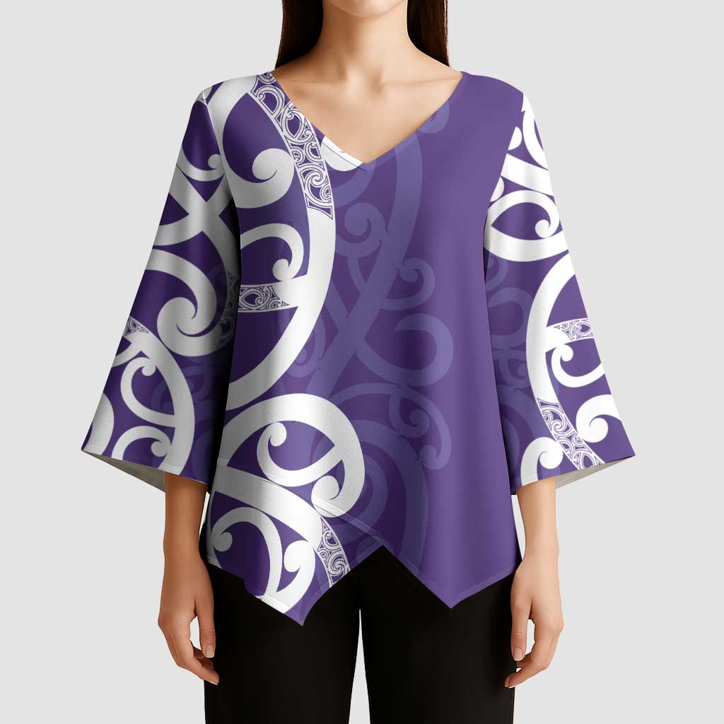 Violet Green Maori Kimono Sleeve Blouse Koru Kowhaiwhai - Aussie Hoodie