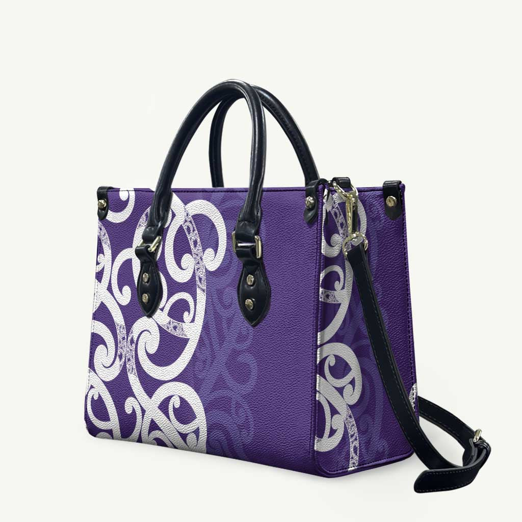 Violet Green Maori Leather Bag Koru Kowhaiwhai - Aussie Hoodie