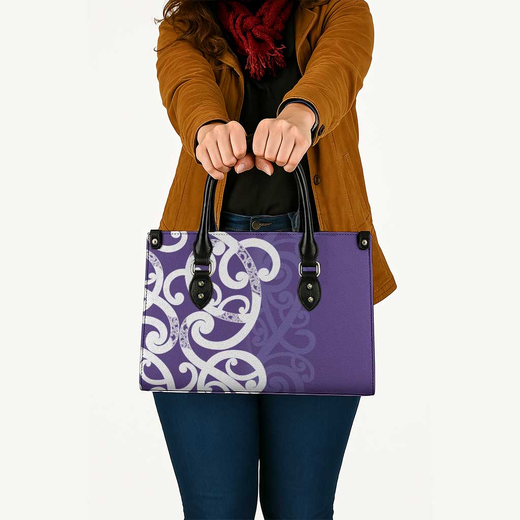 Violet Green Maori Leather Bag Koru Kowhaiwhai - Aussie Hoodie