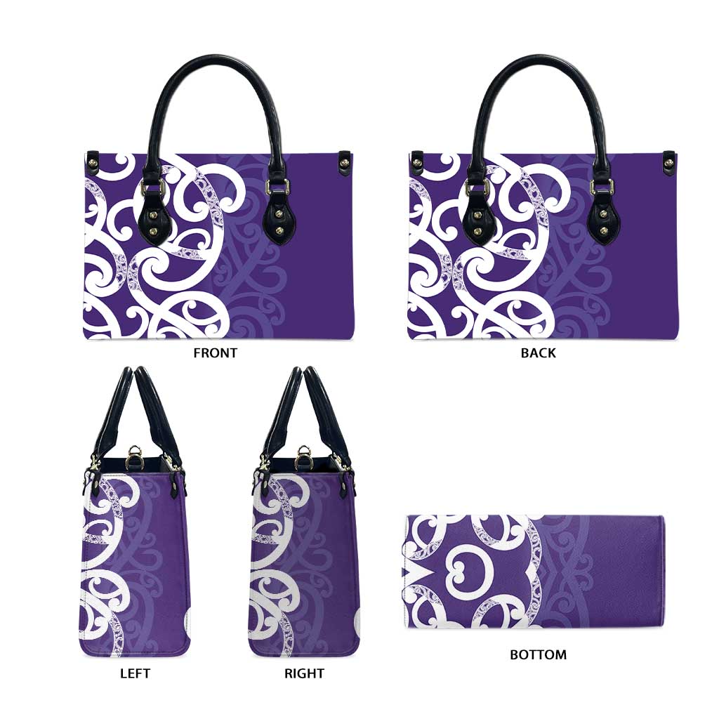 Violet Green Maori Leather Bag Koru Kowhaiwhai - Aussie Hoodie