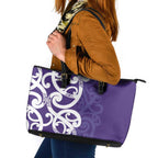 Violet Green Maori Leather Tote Bag Koru Kowhaiwhai - Aussie Hoodie
