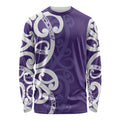 Violet Green Maori Long Sleeve Shirt Koru Kowhaiwhai - Aussie Hoodie